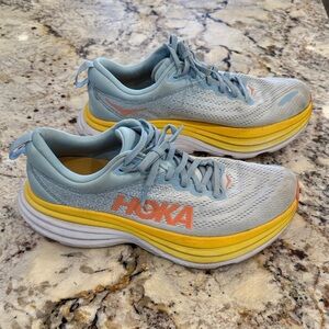 Hoka Women's Light Blue and Yellow Athletic Running Shoes